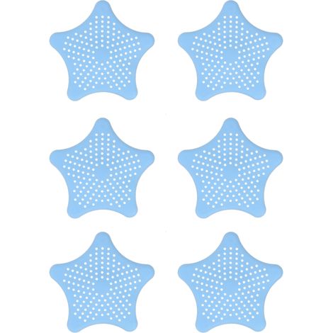 Crépines d'évier en caoutchouc en forme d'étoile de mer – bouchon de crépine d'évier de cuisine en silicone – récupérateur de cheveux pour bonde de baignoire (bleu clair) (1/5)