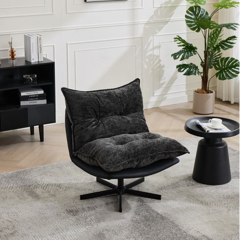 Poltrona relax girevole 81x106x79 cm grigio scuro, schienale 3 posizioni, metallo MEUBLIV (1/5)