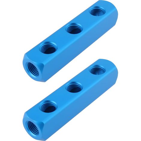 Lot de 2pcs Séparateurs de Compresseur d'air Filetage Femelle 1/4'' BSP Raccord Collecteur pour Compresseur d'air 3 Voies (1/5)