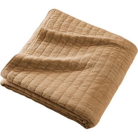 Couvre-lit 240x260cm en coton jacquard coloris camel - ZALYA