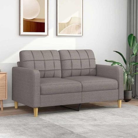 2-Sitzer-Sofa mit Kissen und Armlehnen, modernes Loungesofa aus Leinenstoff, Taupe, 140 cm (1/5)