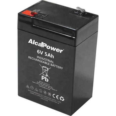 Batteria Ricaricabile 6V 5Ah AGM Ermetica - Ideale per Allarmi, UPS e Giocattoli - Attacco Faston T1