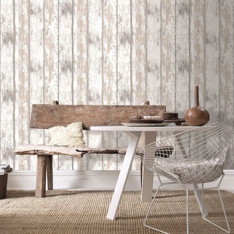 Papier peint intissé bois grainé 1005 x 52cm – Résistant à la lumière – Application directe sur mur – Entretien facile avec éponge humide – WOW (1/5)