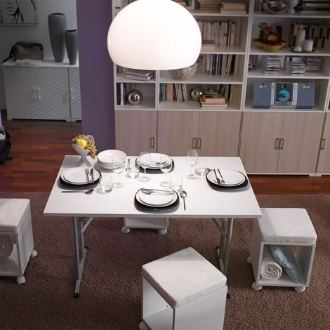 Weißer Tisch mit klappbaren Beinen (1/5)
