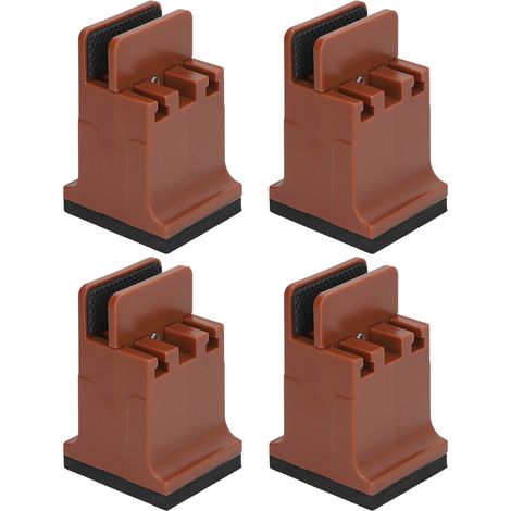 Lot de 4 rehausseurs de meubles réglables avec pince à vis, en caoutchouc, pour lits et canapés, pour meubles lourds, marron (1/5)
