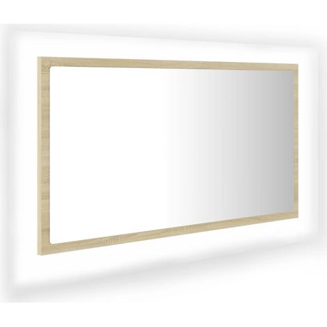 vidaXL LED Badspiegel Eiche Sonoma 80x8,5x37 cm Acryl