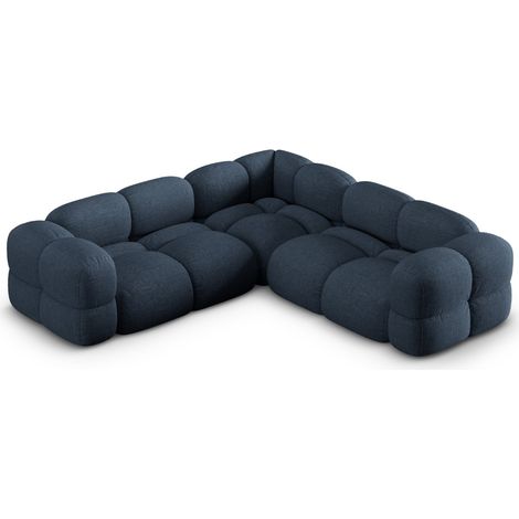 Canapé d'angle symétrique 4 places en tissu structurel bleu foncé (1/5)