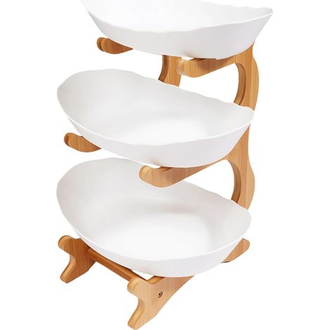 Supporto per fruttiera a 3 livelli, base antiscivolo, BIANCO (1/2)