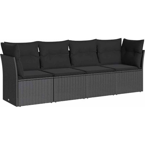 Maison Exclusive - Set Divani da Giardino 4 pz con Cuscini Nero in Polyrattan