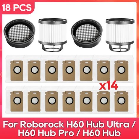 (Ensemble G) Convient aux aspirateurs Roborock H60 Hub Ultra / H60 Hub Pro / H60 Hub : pièces détachées et accessoires de remplacement pour sac à poussière et filtre. (1/4)