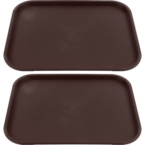 Set mit 2 großen, rechteckigen PP-Tabletts, stoßfest, dickwandig und rutschfest, Teller im chinesischen Stil für Kantinen, Restaurants und den gewerblichen Gebrauch, braune Farbe (1/5)