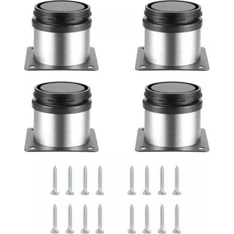 4 Pièces Pieds de Meubles Réglables, Pied de Table Reglable Hauteur Métal, Pieds Meuble Cuisine, Pieds de Meubles Armoires éTagèRes Table Acier Inoxydable, avec Vis (50X50MM, Argent) (1/5)