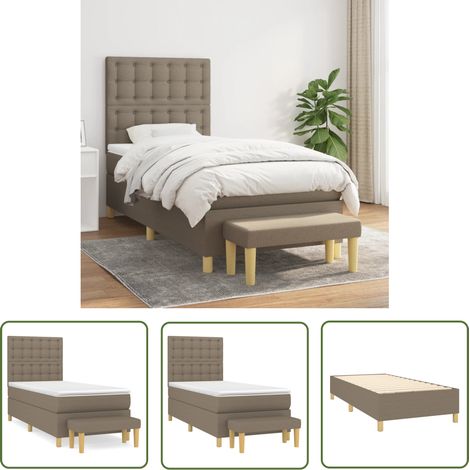 The Living Store Boxspringbett mit Matratze Taupe 90x200 cm Stoff - Boxspringbett - Doppelbett - Bettenrahmen - Schlafraum - Tapete (1/5)