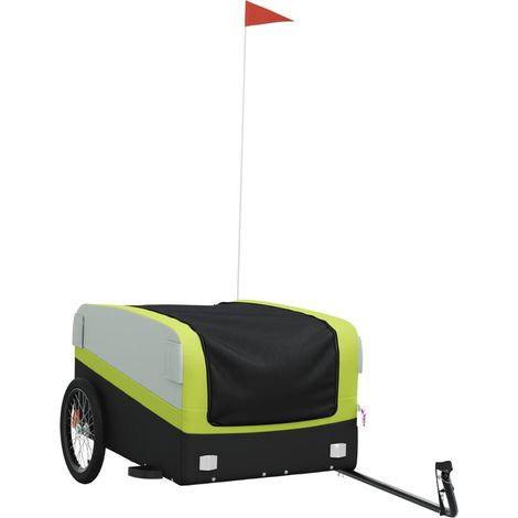 Remorque de vélo noir et vert 45 kg fer CFW75859 (1/5)