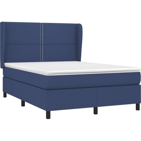 vidaXL Sommier à lattes de lit avec matelas Bleu 140x190 cm Tissu (1/5)