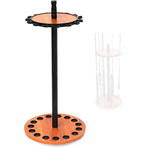 Soporte para cañas de pescar, soporte giratorio de madera para cañas, estante organizador. (1/5)