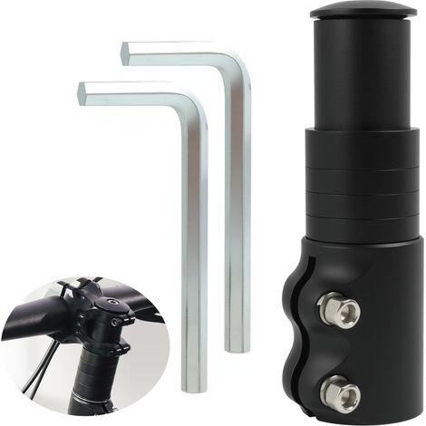 Lenkererhöhungsadapter für Fahrräder, Aluminiumlegierung, kompatibel mit Mountainbikes und Rennrädern, 28,6 mm, 70 mm, inklusive 2 Inbusschlüssel, Schwarz (1/5)