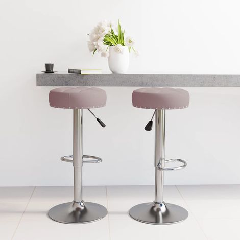 Lot de 2 Chaises de bar Tabourets de bar - Tabouret Haut Taupe Tissu BV288824 - BonneVie (1/5)