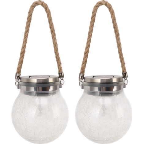 Ortviai Lanternes solaires rotatives en verre craquelé, 2 pièces, étanches IP44, pour jardin, terrasse et extérieur