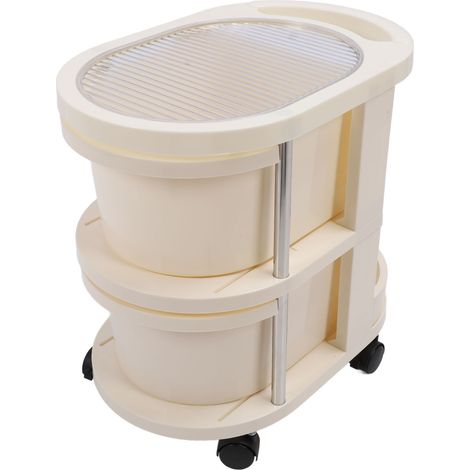 Chariot de rangement utilitaire, meuble de rangement mobile avec tiroir, étagère à plusieurs niveaux pour ranger les collations et les cosmétiques, idéal pour le salon et la salle de bain (blanc). (1/5)