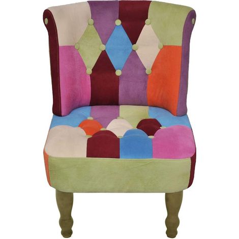 Maison Exclusive - Französischer Stuhl mit Patchwork-Design Stoff (1/5)