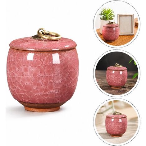 Keramische Gedenkurn - Mini urn van keramiek - Ljskraakpatroon - 70ml - Gedenkurn voor mens en huisdieren - Rosa (1/3)