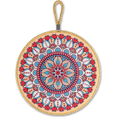 20 cm de dessous de plat en céramique avec fond en liège et cordon pour poêles et casseroles chaudes dans différents designs, dessous de plat rond décoratif ustensile de cuisine idée cadeau support (1/5)