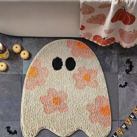 CCYKXA Entzückender Geister-Eingangsteppich für den Innenbereich, rutschfeste Halloween-Fußmatte, Halloween-Teppich, weicher, bequemer Eingangsteppich, Innen-Fußmatte für Eingang, Badezimmer, Küche (1/5)