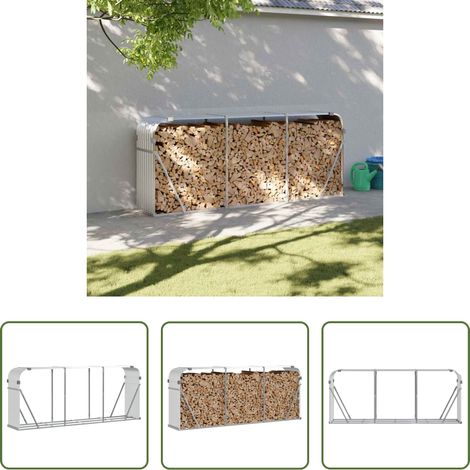 vidaXL Bois de chauffage - Porte-bûches argenté 234x45x100 cm acier galvanisé (1/5)