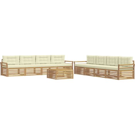 Outdoor Sofa Set 9 pcs White and Cream vidaXL (1/5)
