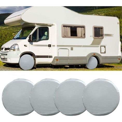 Ensemble de 4 protections de pneus, couvre-roues universels étanches pour caravanes, remorques, camping-cars, voitures, camions (27-29 pouces) (1/4)