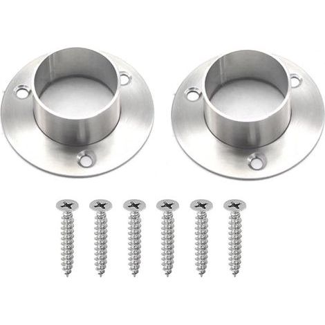 Lot de 2 supports de tringle de placard en acier inoxydable, supports de tringle de placard avec vis, diamètre 38 mm (1/4)