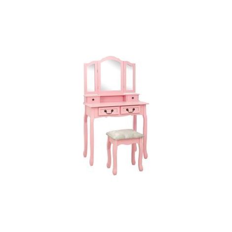 Ensemble de coiffeuse avec tabouret Rose 80x69x141 Paulownia (1/5)