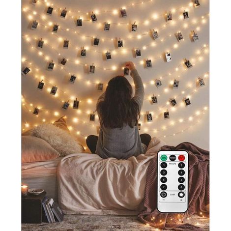 Photo Hanging Clip Chain, 50 LED 17ft, 8 Modes Photo Clips String Lights, with Remote Function for Photos, Photo Cards (1/5)