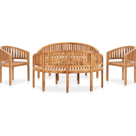 Salon de jardin 5 pcs - Canapé de jardin - Ensembles de Meubles d'exterieur - en forme de banane Bois de teck solide Chic-136751 (1/5)