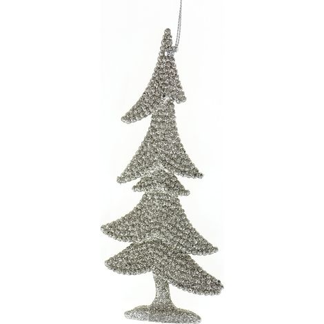 Kaemingk Bruchfester Weihnachtstannenbaumanhänger Champagner mit Glitter 15 cm