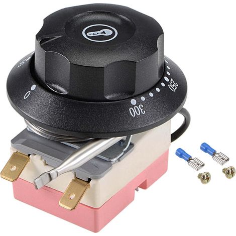 NC 250V 16A 50-300C Temperatura Control Interruptor Capilar Termostato para Horno Refrigerador Calentador 2m con 2 Tornillos y 2 Engarzados Terminales (1/4)