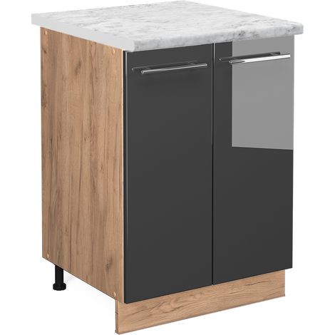 Mobiletto base cucina Fame-Line, Antracite lucido, 60 cm , PL Marmo, Vicco