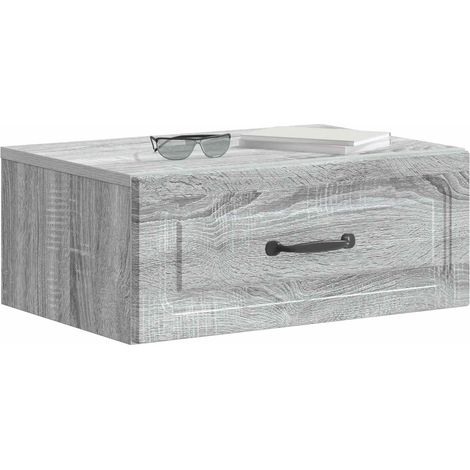 Maison Exclusive - Mobiletto da notte a muro 2 pcs Grigio Sonoma 49 x 34,5 x 20 cm