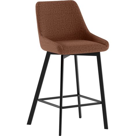 Sgabello da cucina Fox con seduta imbottita in tessuto ruggine e struttura in metallo nero, design moderno ed elegante - Fox (1/5)