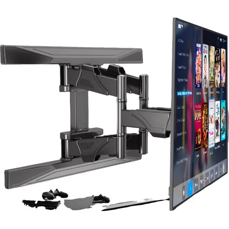 Soporte de pared para TV, material de acero, capacidad de carga de 45 kg, compatible con televisores de 45 a 75 pulgadas, diseño de movimiento completo, fácil instalación. (1/5)