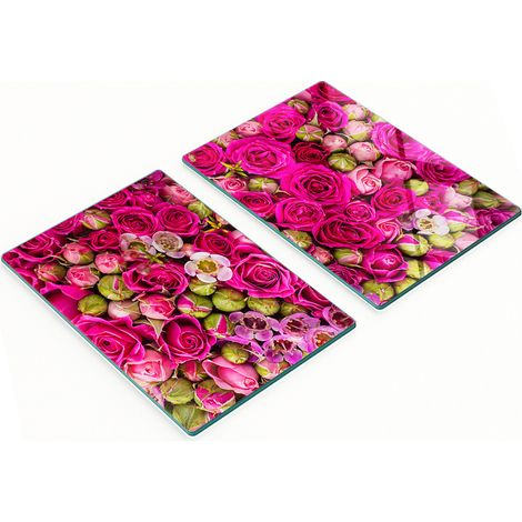 Tablas decorativas multifuncionales de cocina con rosas de vidrio templado, 2x40x52 cm. (1/5)