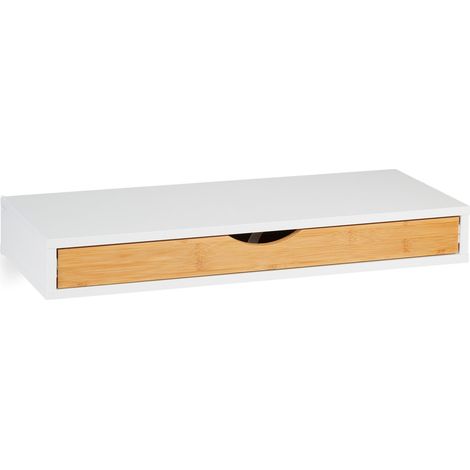 Estante de pared con cajón práctico almacenamiento decoración salón 80 x 20 x 20 cm de madera blanca 130010033 (1/5)