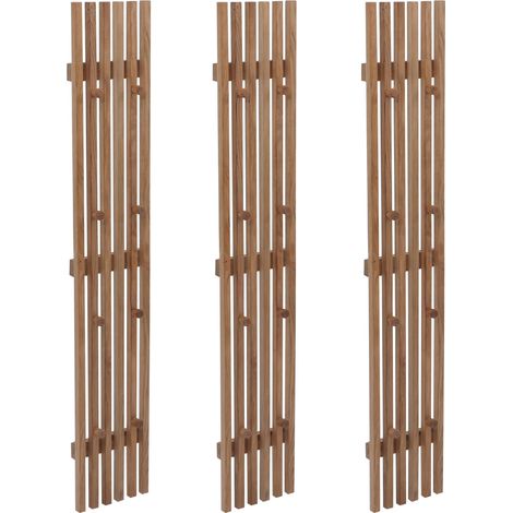 MCA Juego de 3 paneles para colgar ropa HHG-390, perchero de pared, barra para colgar ropa, perchero de madera, 24 ganchos de madera maciza, roble (1/5)