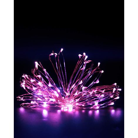 Guirlande Lumineuse,Girlande de Lumière 3M 30LED Guirlandes Lumineuses Piles Mini Led Intérieur Decoration pour Chambre Noël Mariage Soirée Maison Jardin,Violet (2PCS)