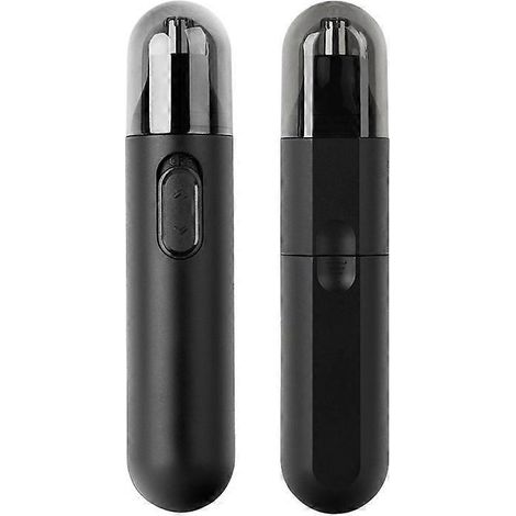 Tondeuse à nez noire 1 pièce. Tondeuse professionnelle pour le nez et les oreilles pour hommes, lame double tranchant anti-tirage, fonctionne sur piles, lavable et étanche IPX7. (1/5)