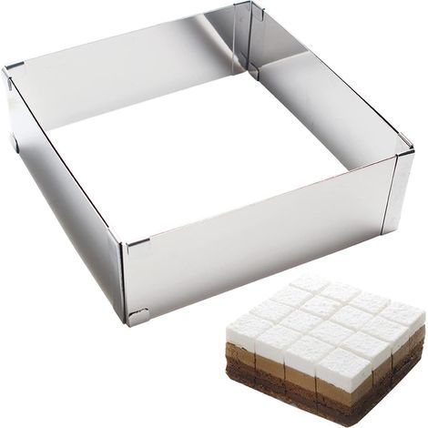 Moule de cuisson carré réglable en acier inoxydable (1/4)
