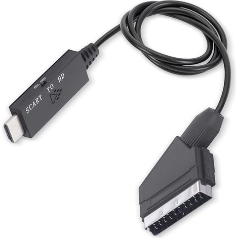 Adaptador convertidor SCART a HDMI 1080P, cable adaptador SCART a HDMI para VHS VCR, grabadoras de DVD, cables HD 1080P y 720P, Micro USB, fuente de alimentación DC5V (1/5)