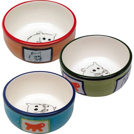Ferplast Abreuvoir PA 1088 Bol pour hamsters en céramique décorée . Variante PA 1088 - Misure: Ø 10.2 x h 3.7 cm - 0.18 L - Coloris assortis