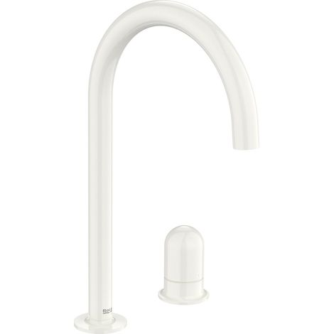 ROCA A5A3W3FP30 NU Grifo Monomando Lavabo con Maneta de Repisa Maneta Dome Blanco Brillo - ref: A5A3W3FP30